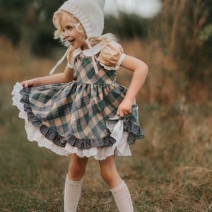 Only Little Once 2-Piece Plaid Pinafore in Oxford Blue